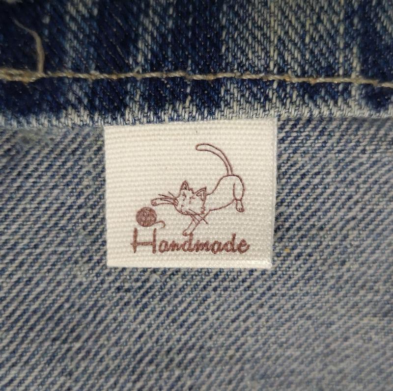 En stock de etiquetas hechas a mano, cinta de algodón estampada para ropa, etiqueta impresa para ropa artesanal, etiqueta impresa para ropa, etiqueta Retro de algodón orgánico, 200 Uds.
