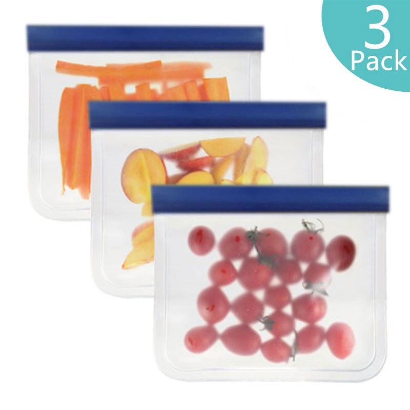 Reusable Silicone Food Storage Bag Upgrade Leakproof Containers Top Freezer Ziplock Shut Bag Silicone Bag Food Fresh Storage Bag: plum