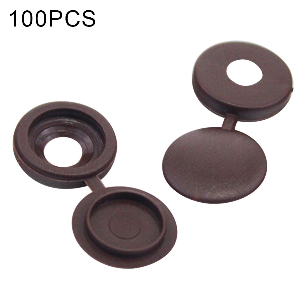 500/100Pcs Plastic Hinged Screw Cover Caps Washer Flip Tops Multiple Colour for Furniture Hardware FOU99: brown / 100Pcs
