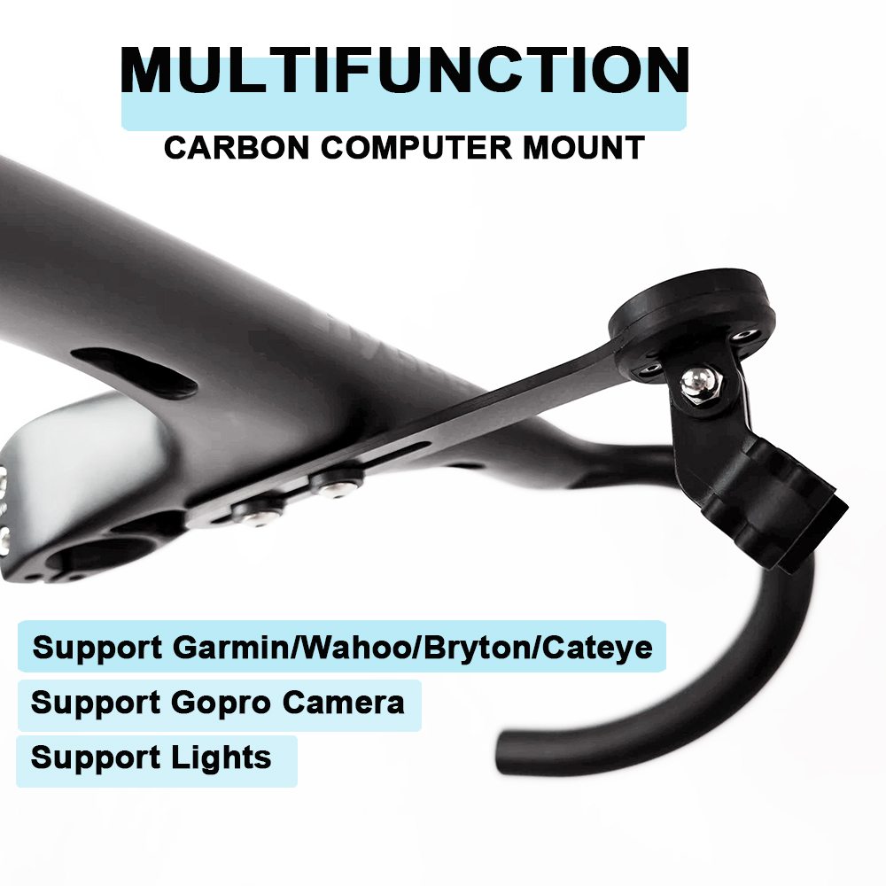 HYGGE-Bike Carbon Fiber Computer Mount Stem, houder, Tafelrek voor Garmin, Bryton, Wahoooo Bike Computer, C