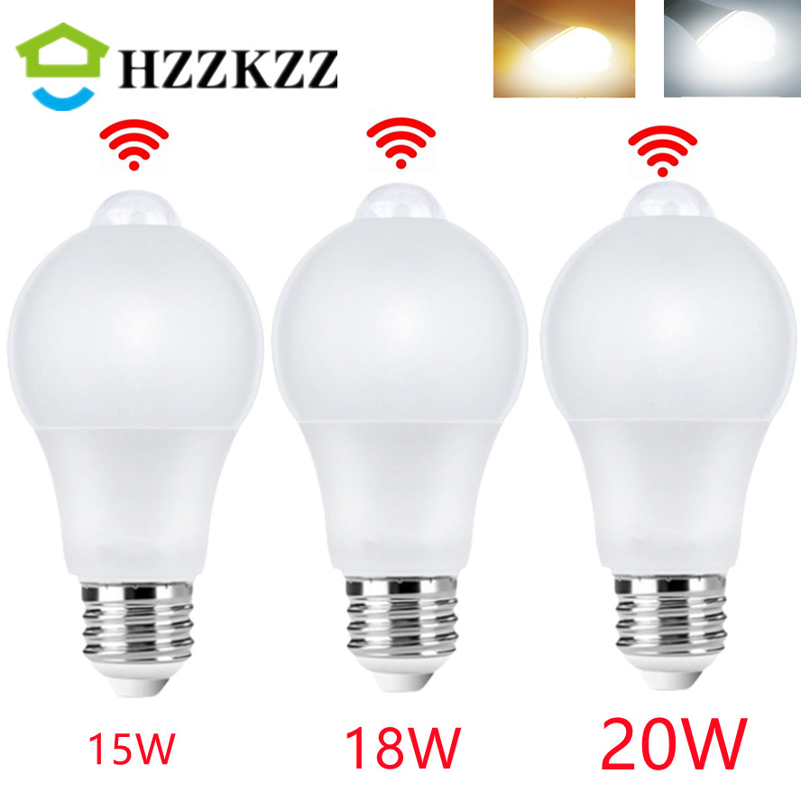 E27 st 20w ac220v led-rörelsesensorlampa led-lampa pir-sensorlampa automatisk på/av led-nattlampa för parkeringsbelysning i hemmet  ac85v-265v st