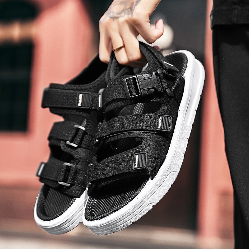 Sandales d'été à plateforme pour hommes, chaussures d'extérieur, respirantes, de plage, légères, lanière à la cheville, décontractées, antidérapantes