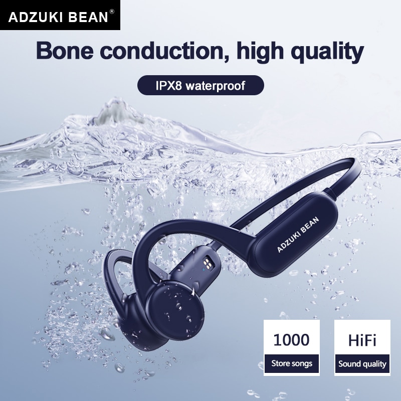 Écouteurs sans fil Bluetooth à Conduction osseuse, casque d&#39;écoute étanche avec Microphone, mémoire de 8 go, natation, Sport, musique, TWS, IPX8