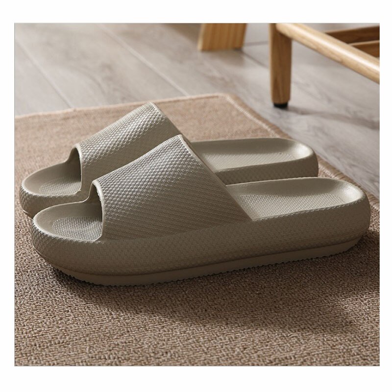 Unisex Bathroom Slidder Light Weight Comfy Indoor Slippers Man and Woman Summer Footwear: Khaki / 41-42