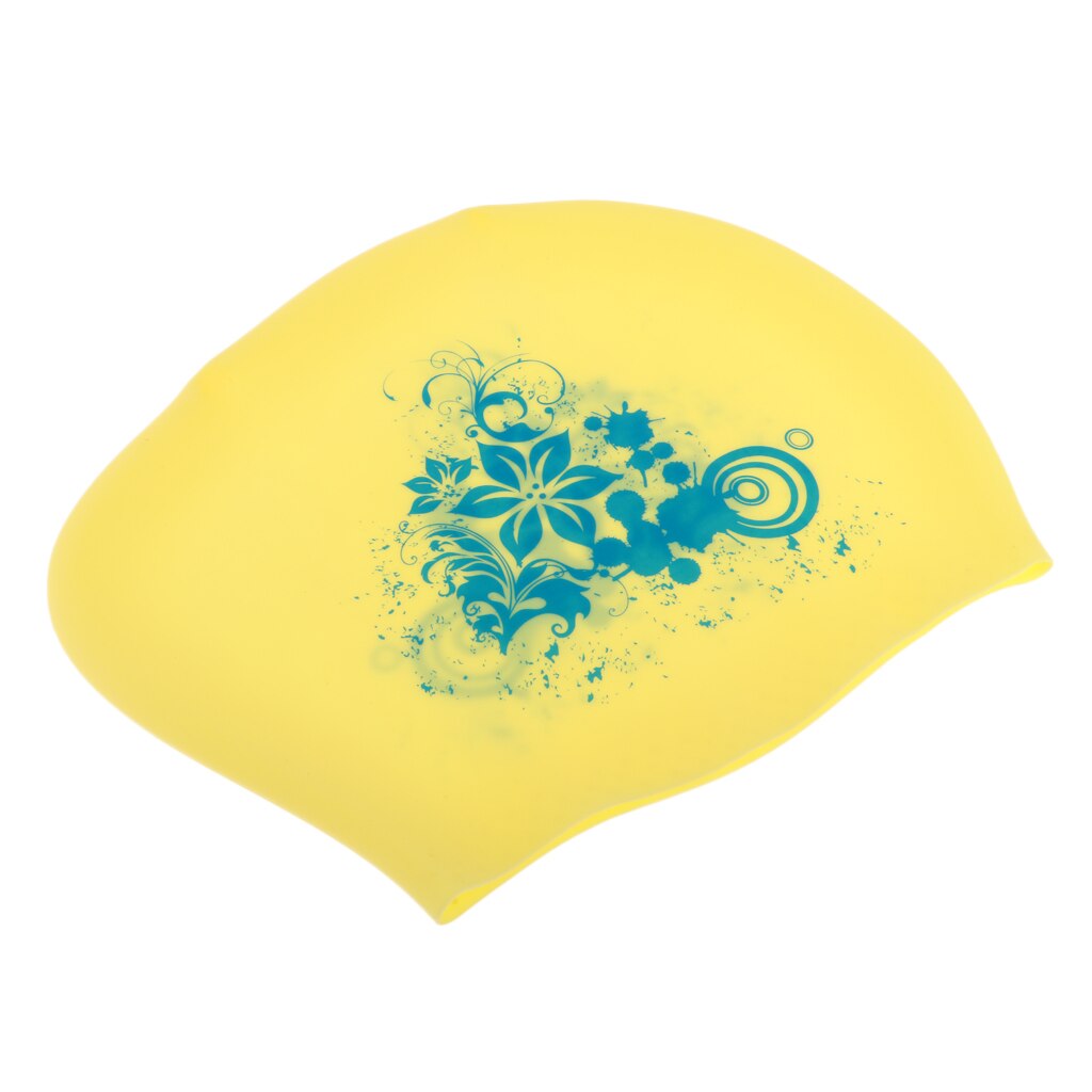 Elastic Silicone Long Hair Swimming Swimming Pool Hat for Swimmers with Long Thick Curly Hair for Women Girls Men: Yellow