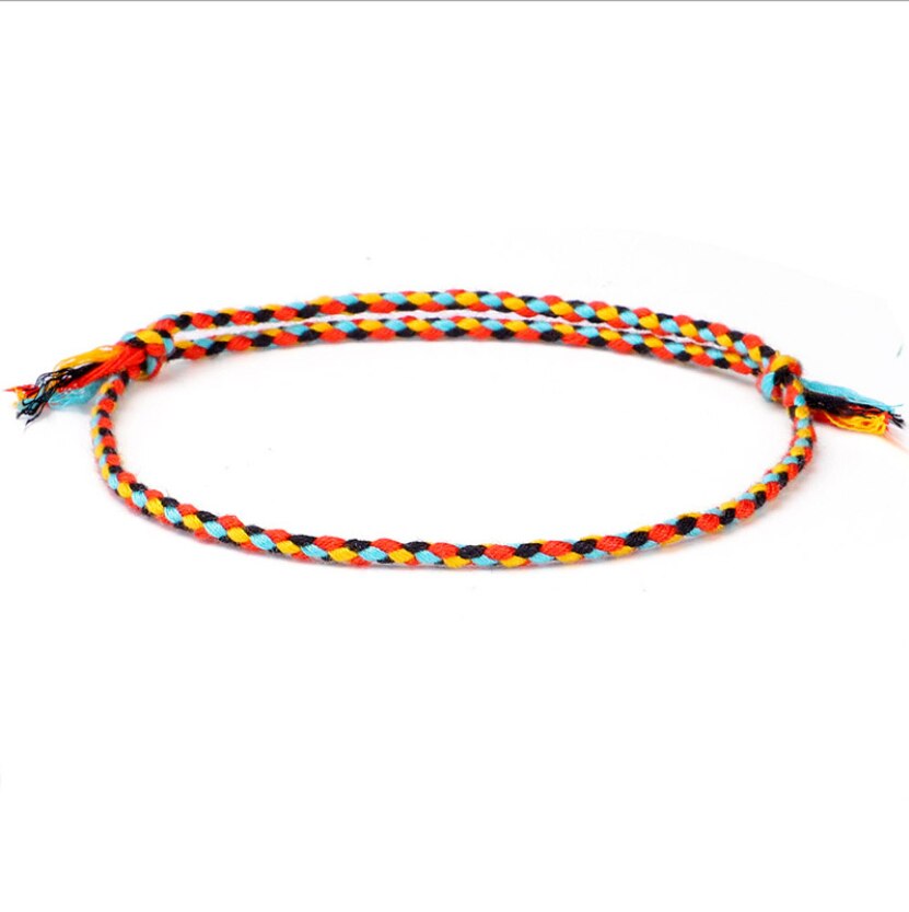 Pulsera de cuerda multicolor trenzada hecha a mano para hombre y mujer, brazalete ajustable étnico, joyería, de pareja: 20