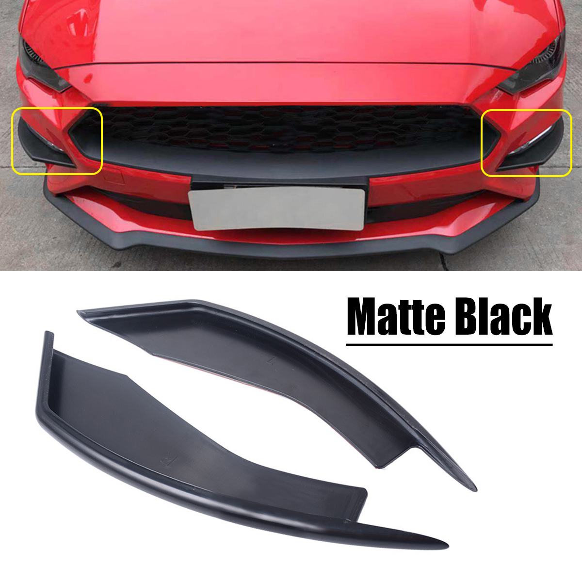 3D Air-Intake Trim Panel Decorative Plates+ Front Bumper Vent Winglets Fog Light Canard+ Hood Vent Kits For Ford-Mustang -19