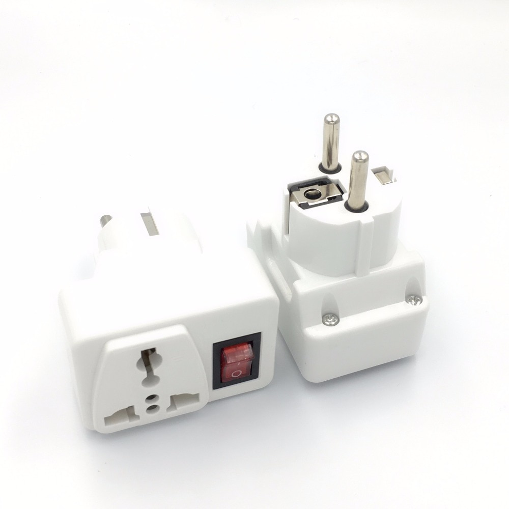 White 250V 6/10A universal adaptor plug British American Europe Portable extend converter plug socket with on off light switch