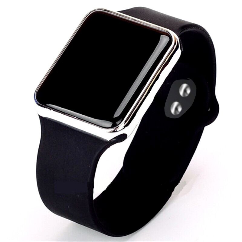 Siliconen Led Display Digitale Sport Horloges Vrouwen Sport Mode Roze Goud Dames Eenvoudige Klok Mannen Relogio Masculino Reloj Mujer: Black-Silver