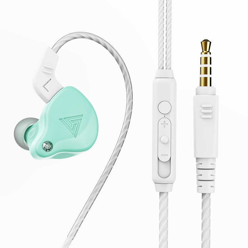 QKZ AK6-X-auriculares con micrófono y controlador Dual, cascos deportivos intrauditivos con cable de 3,5mm para teléfono móvil y MP3: Green