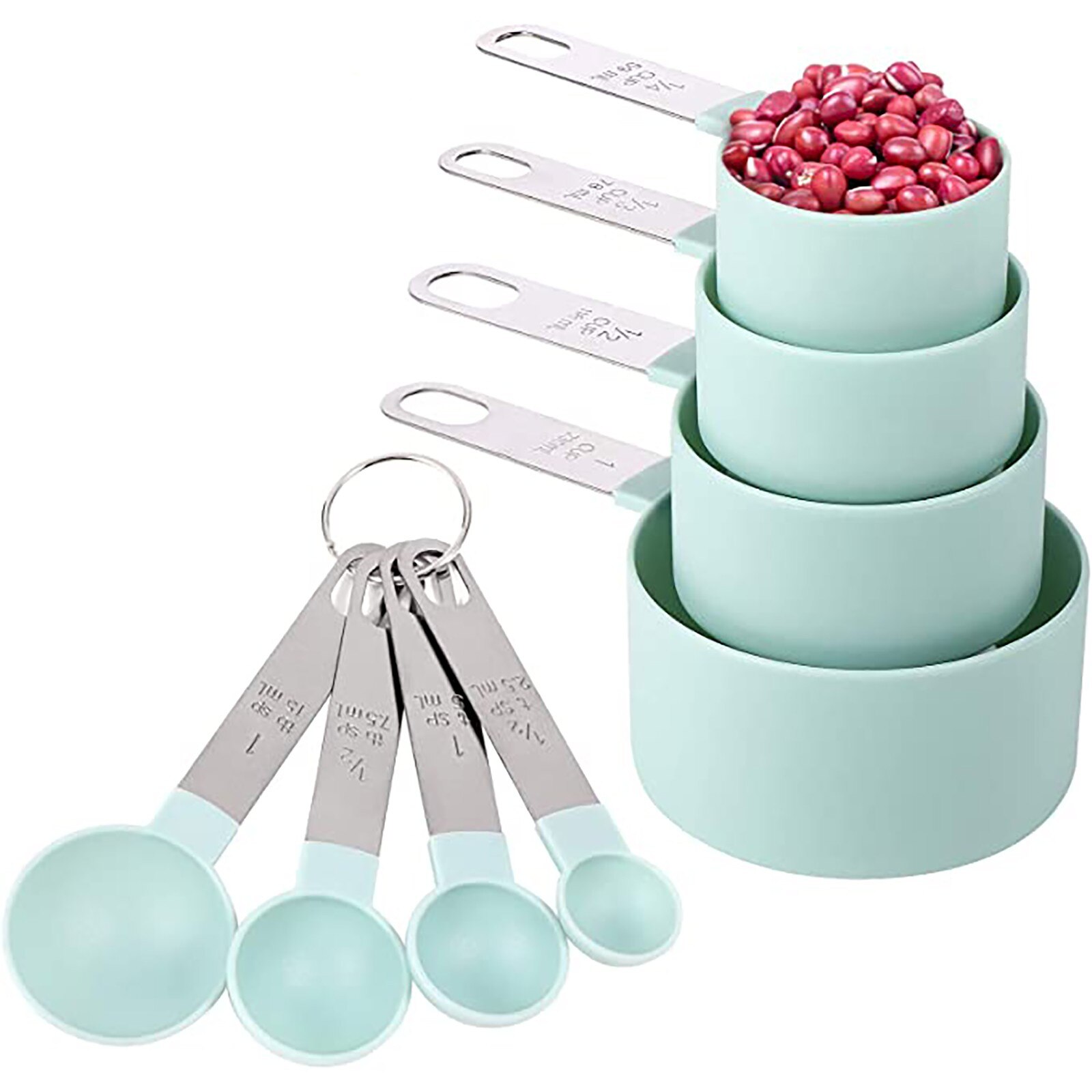 25 #8Pcs Multi Purpose Lepels Cup Maatbeker Maatlepel Gereedschap Pp Bakken Accessoires Rvs Plastic Handl: Default Title