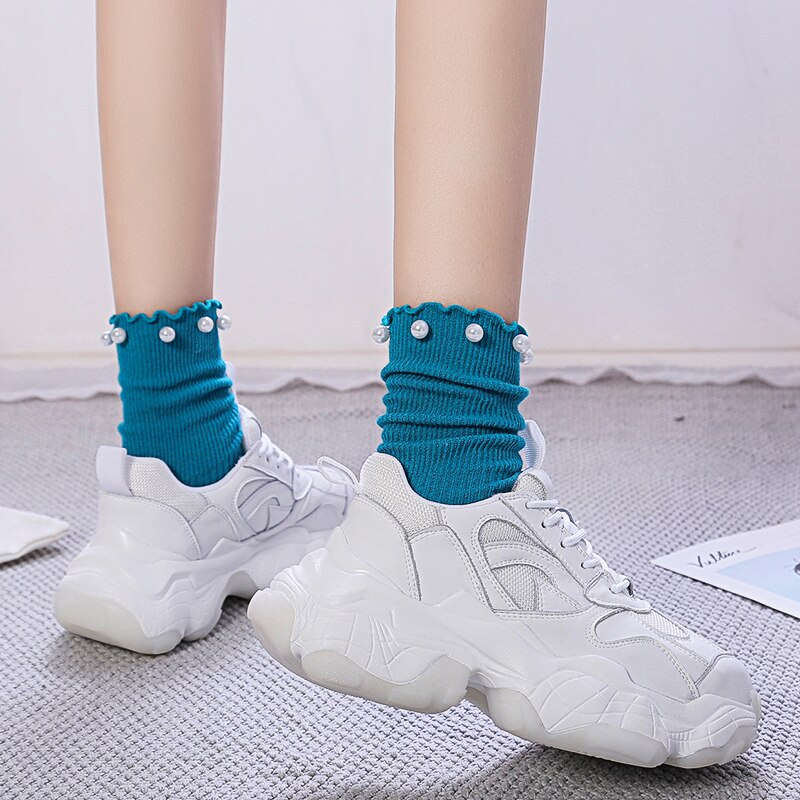 Hvite joggesko kvinner trenere plattform koreansk tykk joggesko damer tenis uformelt sko kvinne pappasko