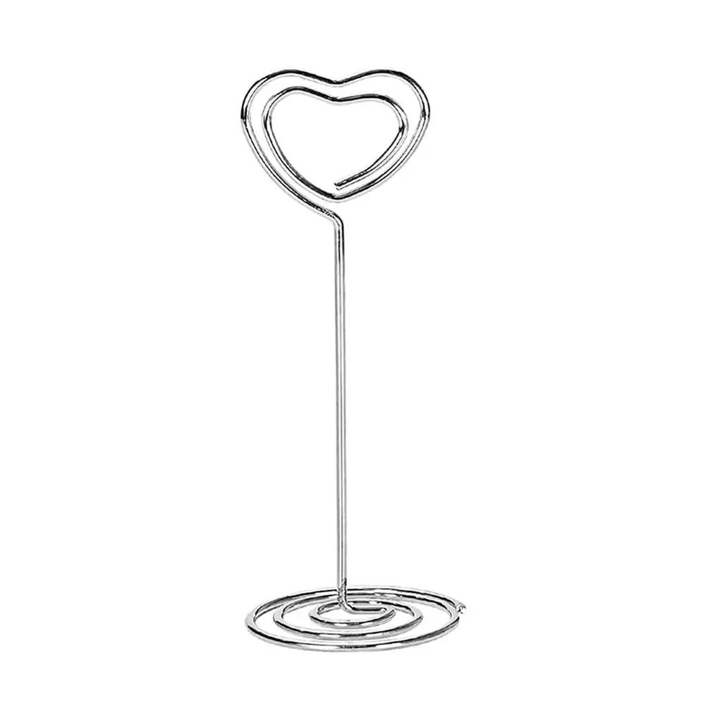Metalen Kaarthouder Bruiloft Feest Desktop Decoratie Plaats Kaarthouder Hartvorm Fotoclip Tafel Nummer Standhouder: Sky Blue