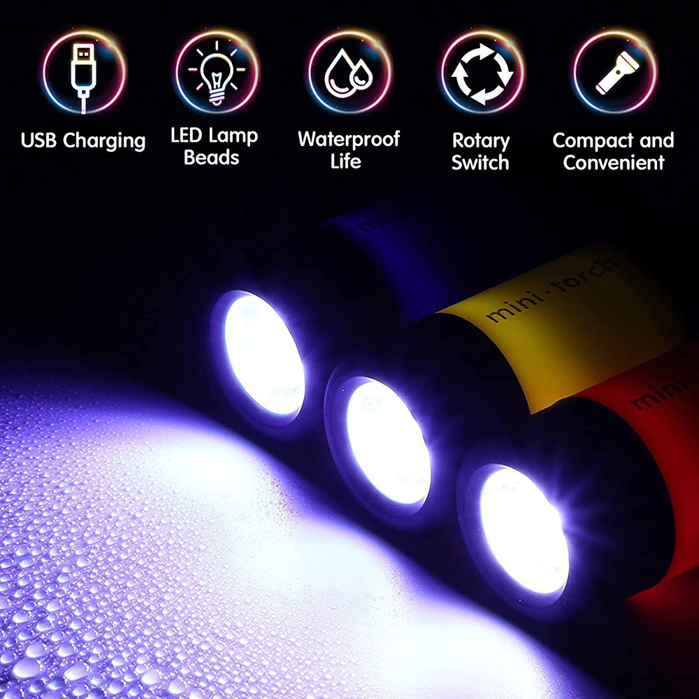 Mini-Schlüsselanhänger-Lampe, Schlüsselanhänger, Taschenlampe, USB wiederaufladbar, LED-Licht, Taschenlampe, Lampe, wasserdicht, Schlüsselanhänger-Licht, 1 Stück