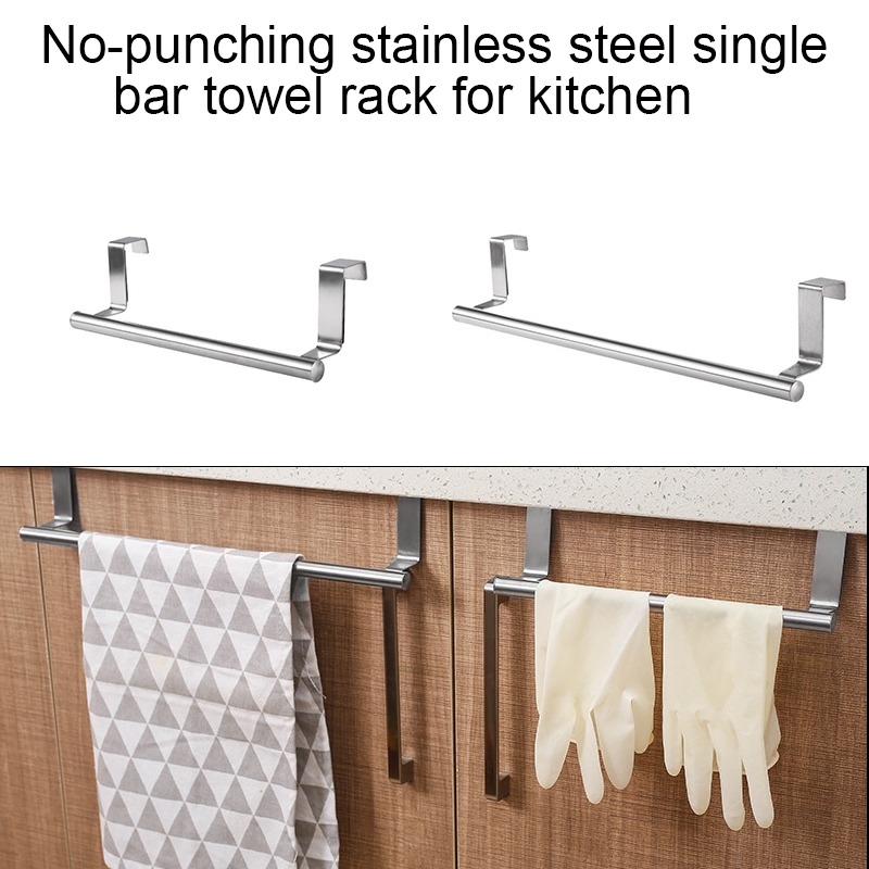 Stainless Steel Over Door Towel Rack Hanging Holder Bathroom Kitchen Apron Towel Storage Hanger Home Cabinet Organizer Shelf