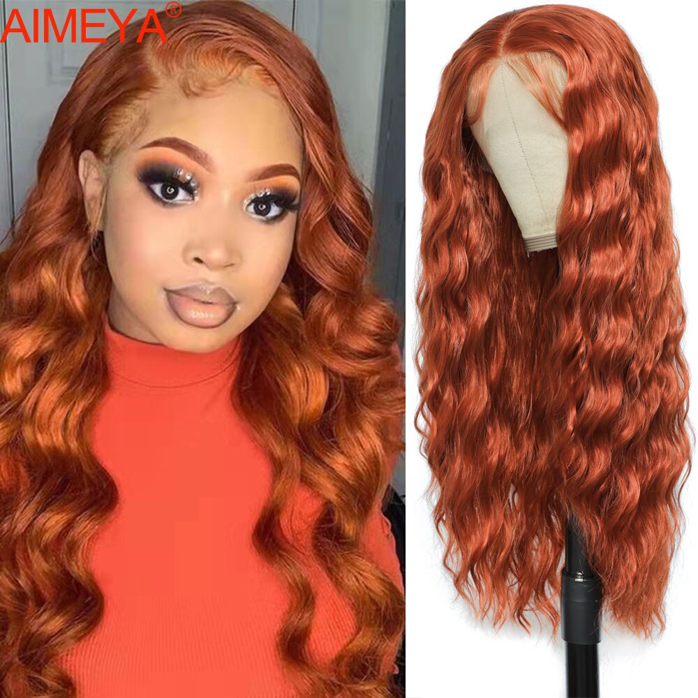Peluca sintética ondulada con malla Frontal para mujer, cabellera sintética con malla Frontal, color rubio, naranja, jengibre, resalte Burg, Cosplay, 613: 360 / 28 pulgadas