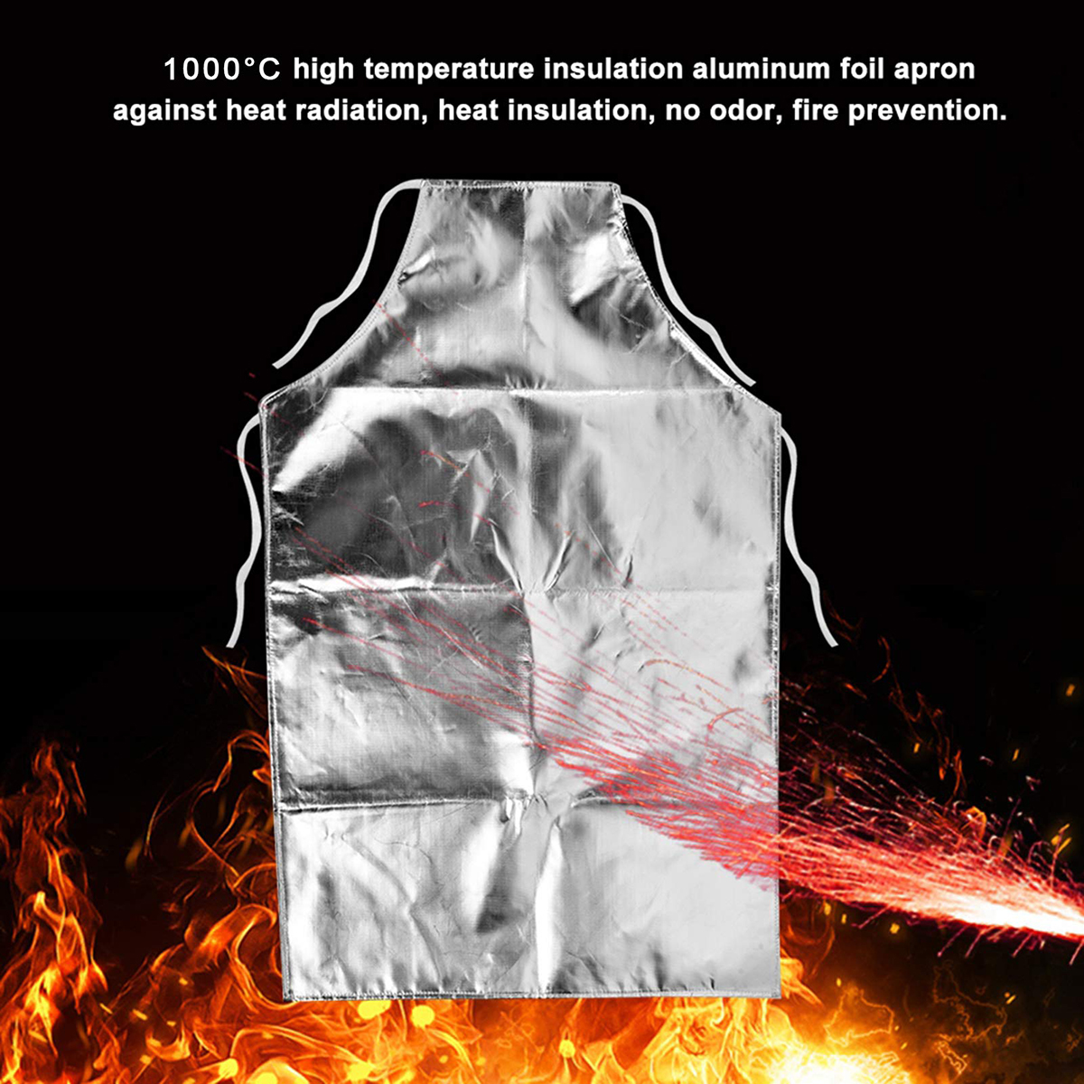 Delantal aislante y resistente al calor, papel de aluminio, resistente a altas temperaturas, ignífugo, cocina