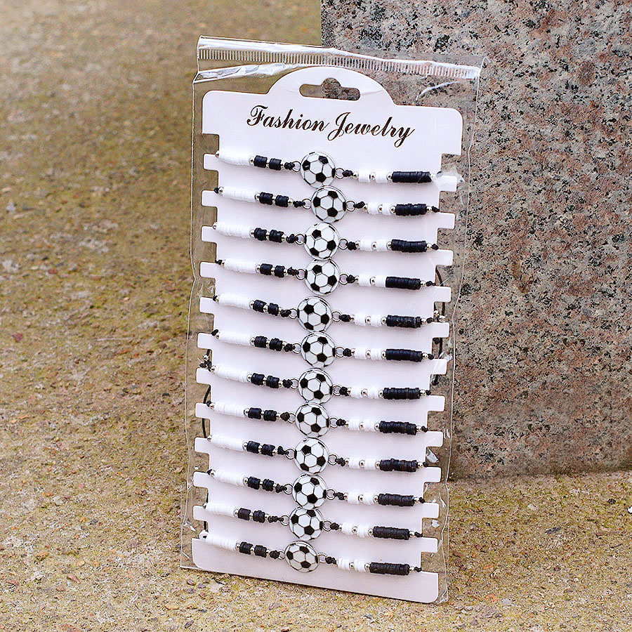 12 Teile/paket Männer FußBall Armbinde Handgemachte Weaven Poly Ton Armbinde Hand Zubehör Freundschaft Schnur Armbinde Pulseria