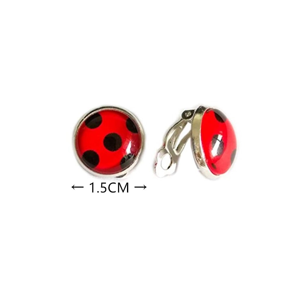 Christmas Animal Beetle Earrings Children Red Enamel Beetle Ladies Ear Clips: Default Title