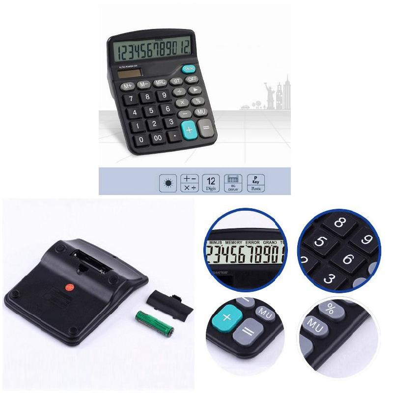 12 cifre Calcolatrice Grande Schermo Nero di Modo Del computer Contabilità Finanziaria Strumento di Conteggio Funzioni Multifunzionale Contatore