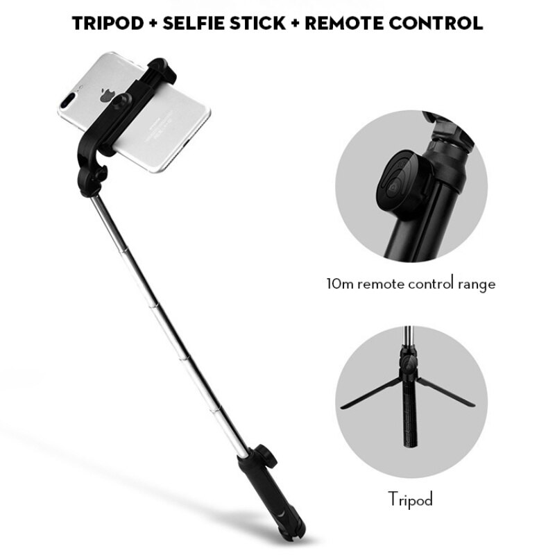 Bluetooth selfie stick stativ för iphone xiaomi huawei roterbar blue tooth selfie tripode trepied tripie phone stick tripod