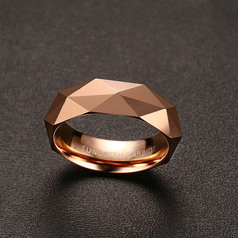 Trendy Rose Gold Kleuren Ruit Ring Tungsten Carbide Wedding Ring Voor Mannen Maat 6 Tot 11