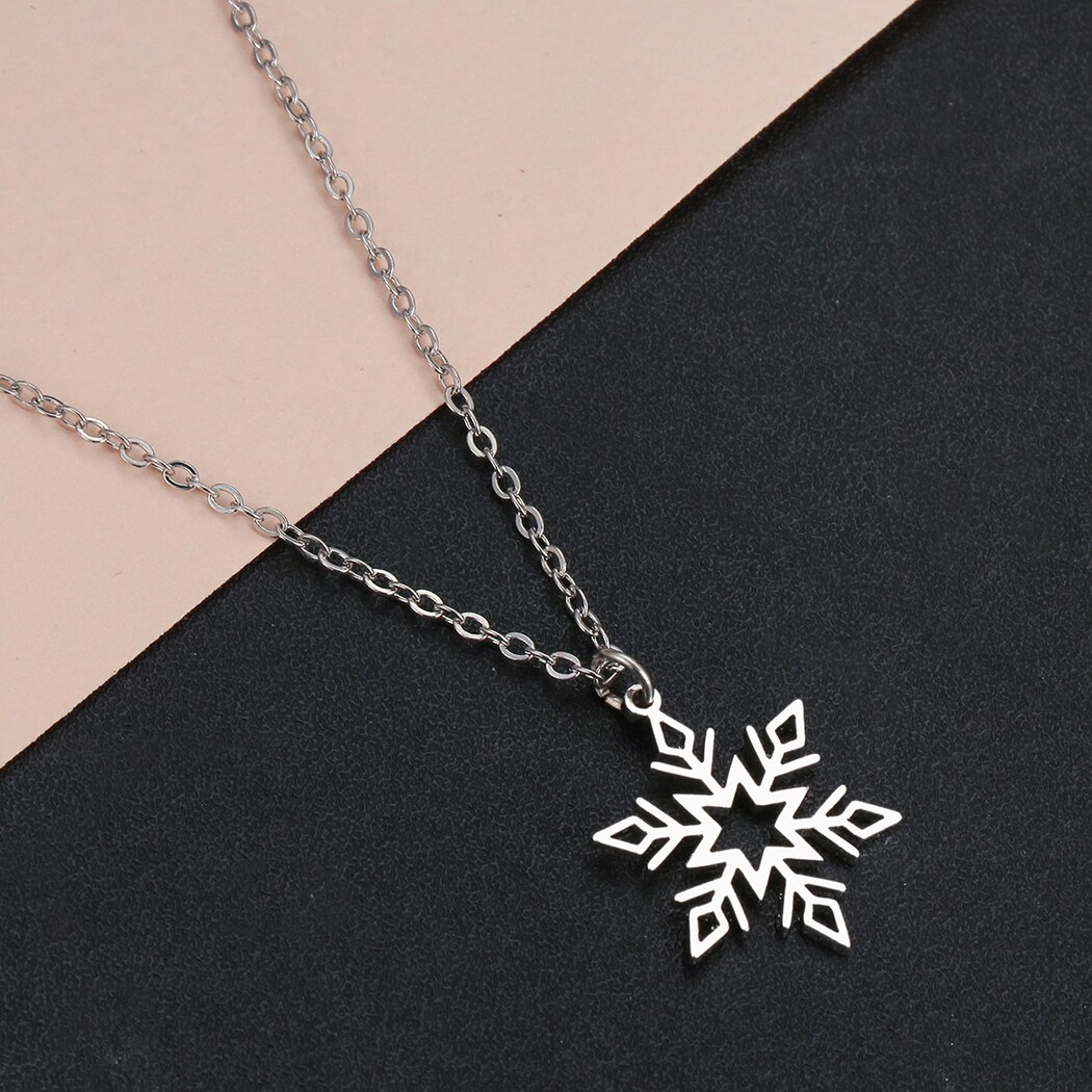 Kinitial Sowflake Anhänger Halsketten für frauen Halsband Schnee Flocke Charme Blume Halskette Schmuck Zubehör