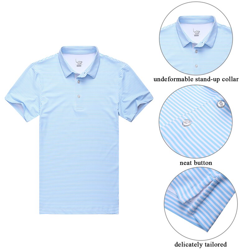 Eagegof herre stribe golfskjorter tech hurtigtørrende anti-sved sportstøj mandlige non-jern social business kortærmet t-shirt