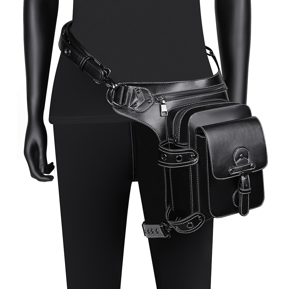 Steampunk Mannen Taille Zakken Gothic Punk Beenzak Motorcycle Hip Belt Pack Multifunctionele Goth Vrouwen Schouder Crossbody Bagpack: Default Title