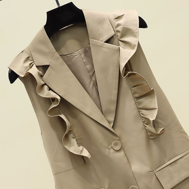 Blazer Long Vintage pour femmes, gilet Chic à bouton unique, costume sans manches, veste d&#39;extérieur, hauts, printemps automne 2022