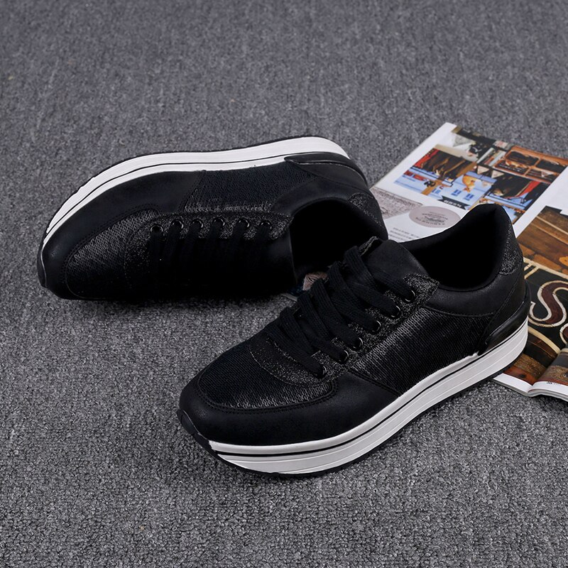 Women Shoes Wedge Sneakers Tenis Feminino Fish-Scale Pattern Breathable Platform Wedges Casual Shoes Big Size