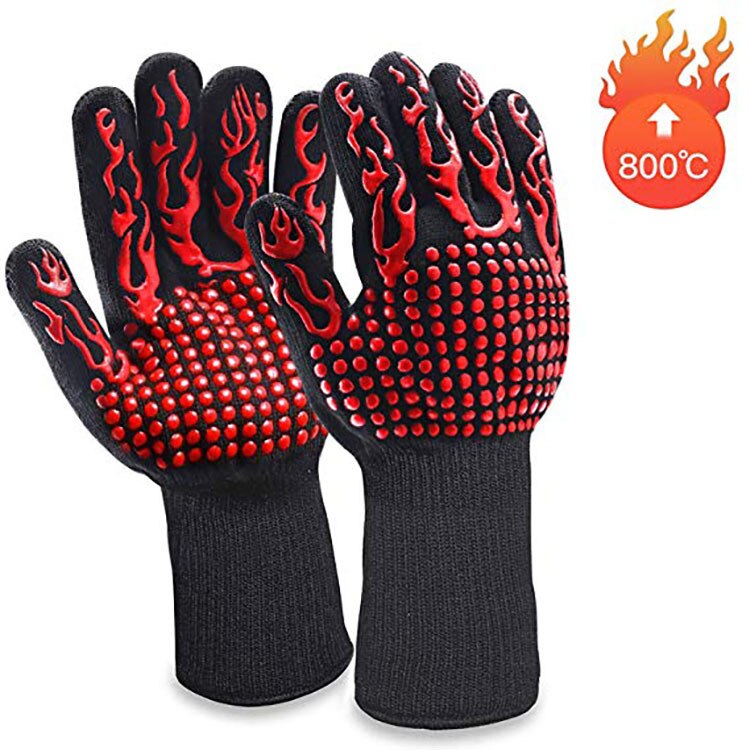 Bbq Handschoenen 800 Graden Warmte-isolatie, Brandwerende, Antislip Siliconen Handschoenen, Barbecue Handschoenen, gebruikt Voor Koken Oven Barbecue: A3