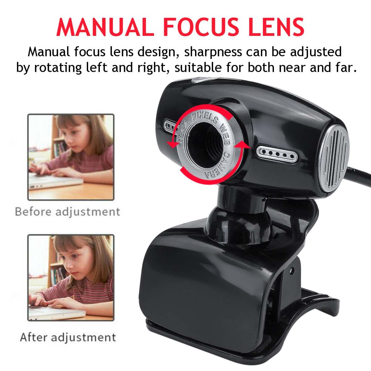 USB with MIC 1.3 Megapixel HD Web Camera Cam 360 degree for LCD Screen Laptop for / MSN / ICQ Night Vision Desktop Camera