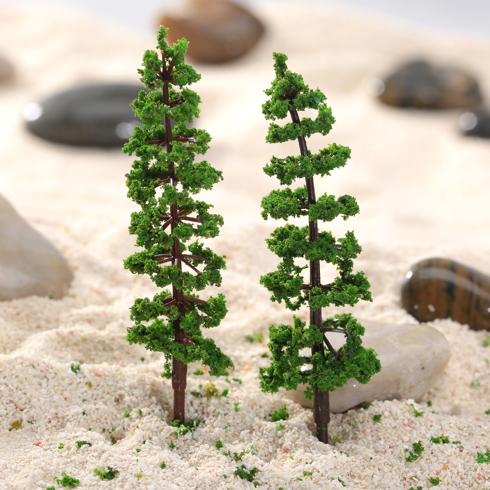 10pcs/set Green Pine Trees 9cm Model Street Park Railway Landscape Scenery Layout Toys Festive Party Decor Scale 1:100 - 1:150