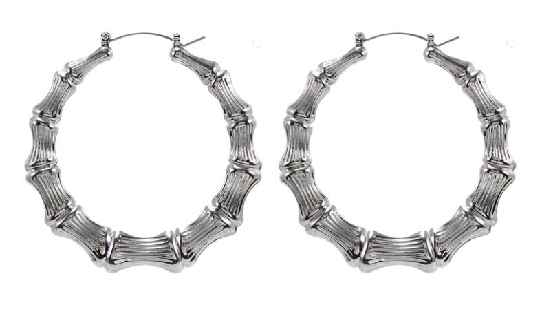 Punk guld farve store bambus bøjle øreringe til kvinder hip hop store cirkel bøjler bambus øreringe statement smykke fest: 6.5cm skiver farve