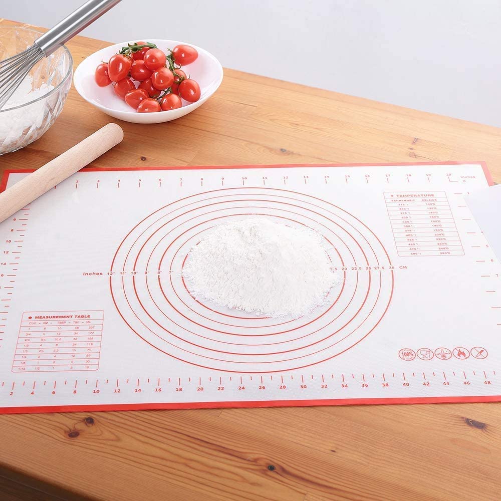Silicone Pastry Baking Mat Extra Large Non Slip with Measurement Non Stick Baking Dough Rolling Mat Pizza Cookies Kneading Matts