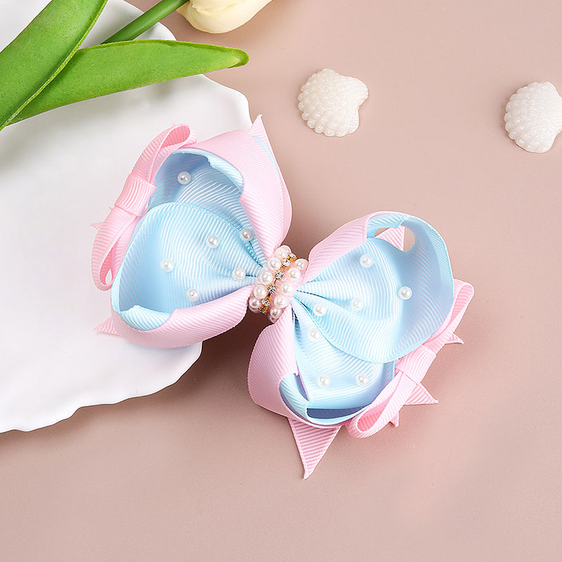 Pinzas para el pelo de perlas para niñas, horquillas con diamantes de imitación, cinta Rosa dulce, herramientas de peinado para el cabello para niños, diademas para niños: Gris