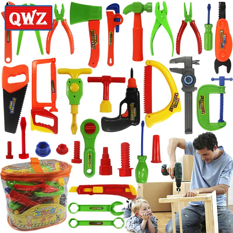 Baby Pädagogisches Spielzeug Werkzeug Bausatz freundlicher Spielen Haus Klassische Kunststoff Spielzeug freundlicher Werkzeuge Hammer Werkzeugkasten Simulation Spielzeug freundlicher