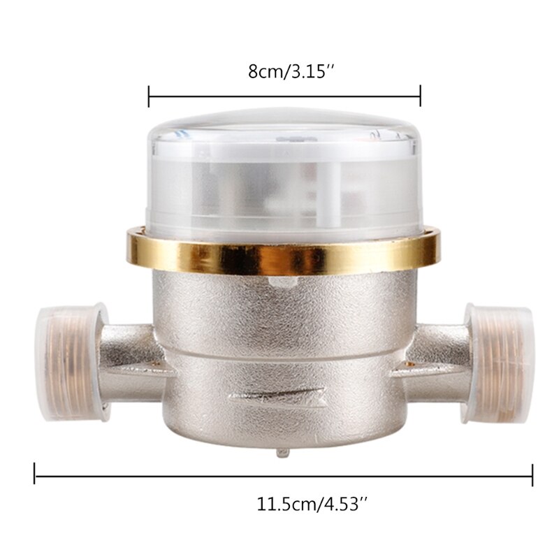 Medidor de agua mecánico de ala giratoria, 0-40 ℃, E-TYPE en frío de 1/2 "-3/4", 2,5 m, 3/h, PRECISIÓN DE 0.0001m3 con todo el conector de cobre