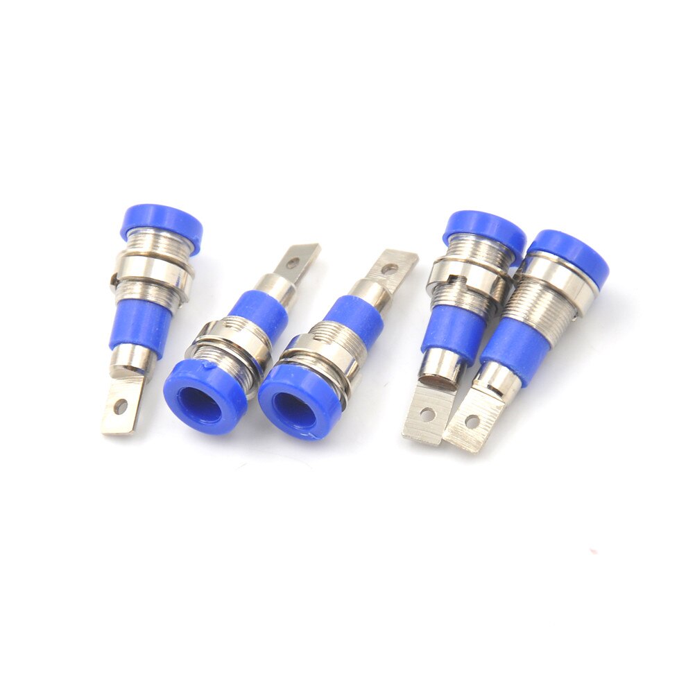 Connecteur banane femelle 2mm, 5 pièces, en laiton, pour montage sur panneau, pour fiche banane Non blindée: Blue