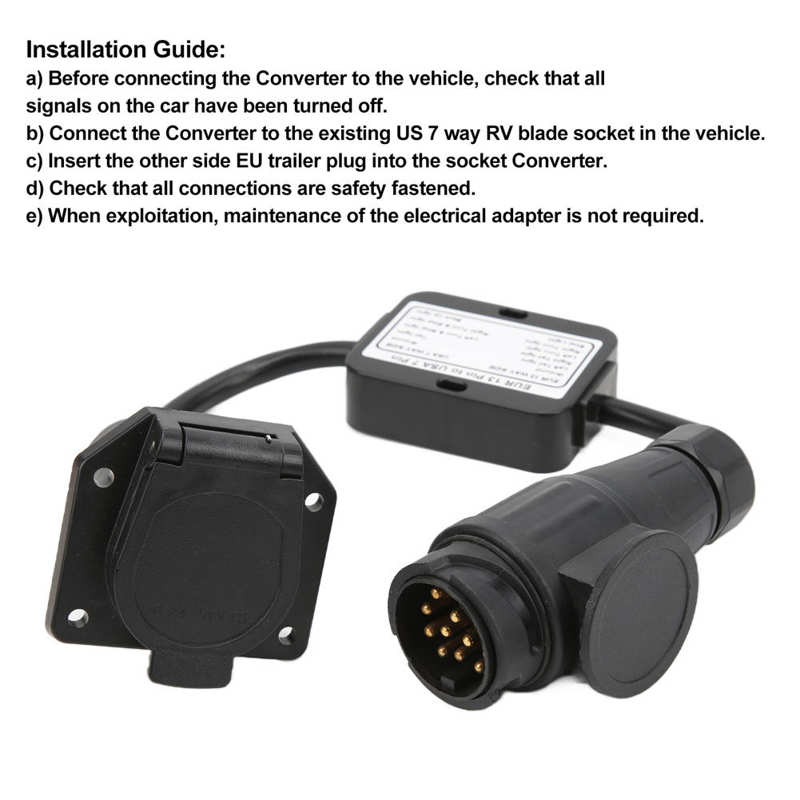 European 13 Pin To American 7 Way Trailer Light Converter Trailer Light Electrical Converter Flexible Plastic Separating Stop