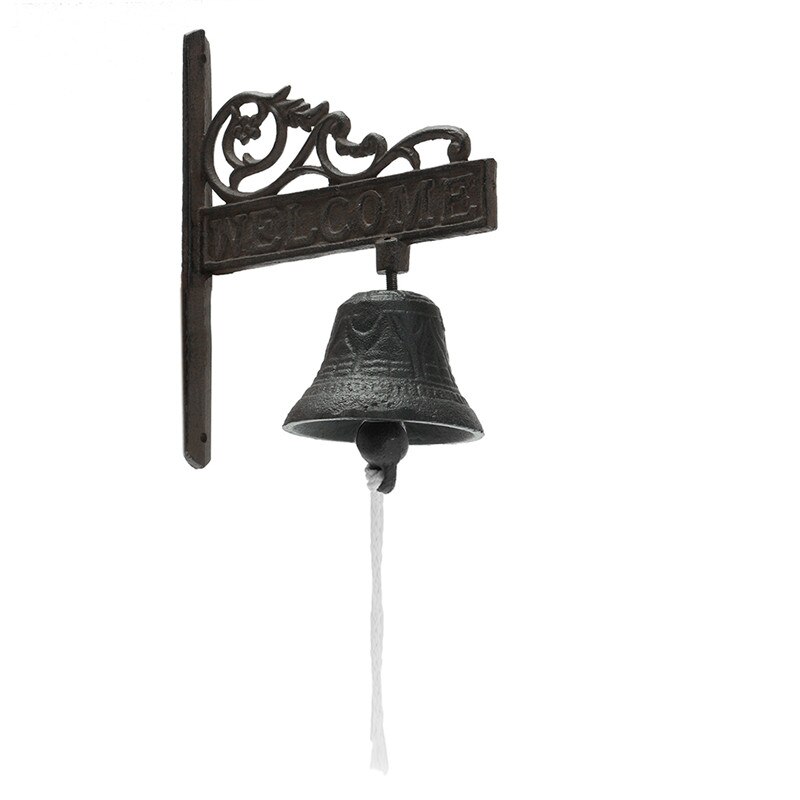 Timbre de Puerta de Hierro y Metal para decoración del jardín, estilo nórdico Vintage, marrón, montado en la pared, de bienvenida, inalámbrico