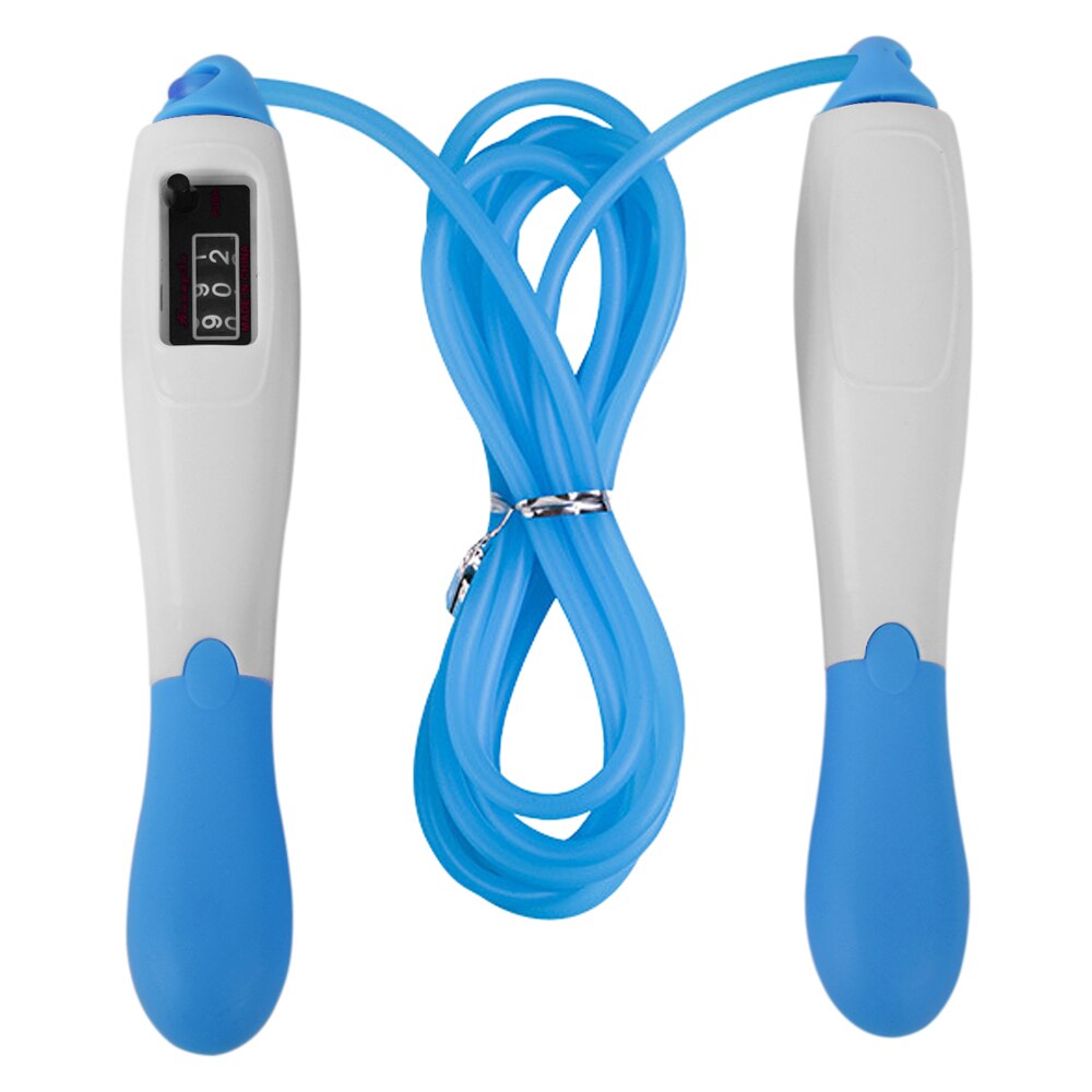 Cuerda de salto ajustable de 9,8 pies con cuerda de saltar del contador para la cuerda de gimnasia entrenamiento casera equipo de Fitness conteo cuerda de saltar: Blue