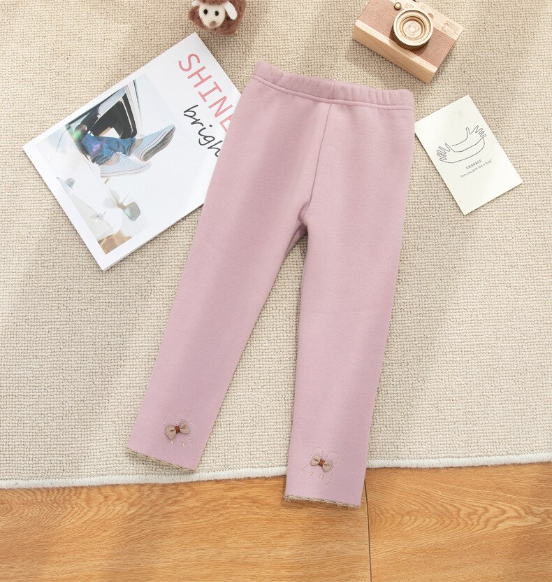 Leggings gruesos de lana de Alpaca para niña, pantalones largos de dibujos animados de conejo, ropa de invierno, 2 a 10 años: pink / 3 años