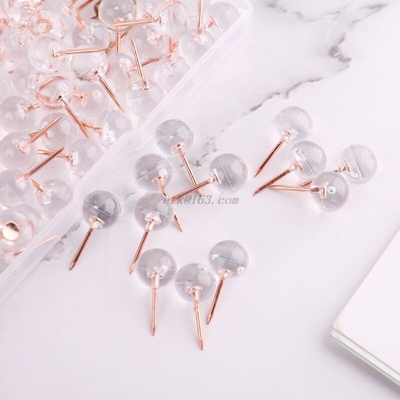 100pcs Rose Gold Pushpins Thumb Thumbtack Board Round Ball Drawing Wall Studs
