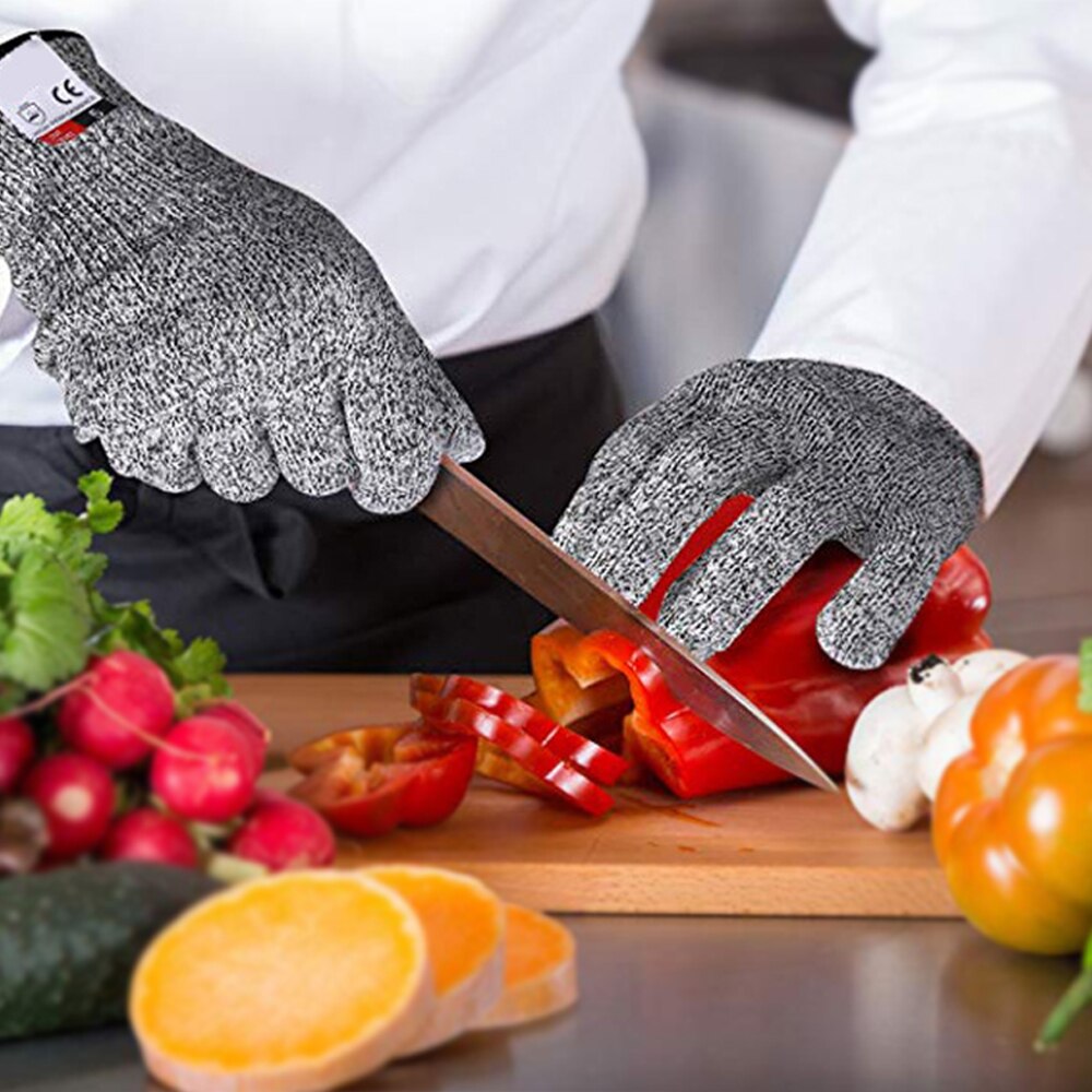 Guantes de seguridad resistentes al corte, par de guantes de trabajo anticortes, transpirables, de carnicero, cocina, para cortar carne de pescado