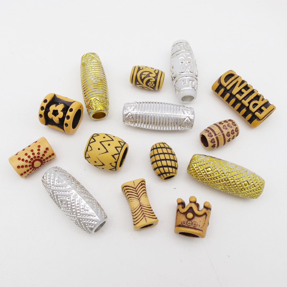 10 stk hår smykker flet ringe dekorationsvedhæng dreadlocks skæg perler ringe imiteret træ plastik perler tilbehør