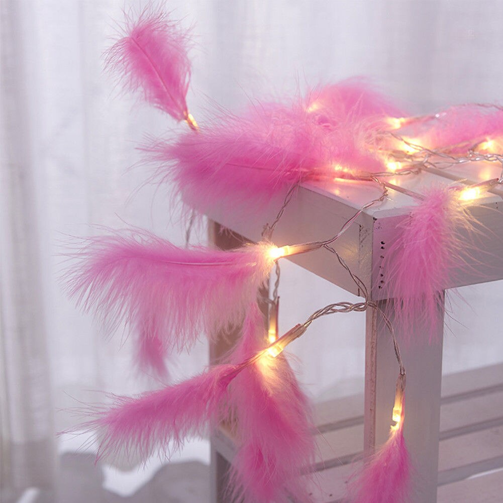 2.2M 20LED Batterij Operated String Feather Fairy Licht Warm Witte Kerst: Pink Feather
