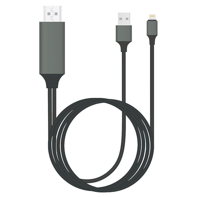3 i 1 mikro usb type c til hdmi adapter kabel lyn til hdmi til iphone  x 6 7 8 ipad samsung  s8 s9 ios android telefon til tv hdtv: Ios sort