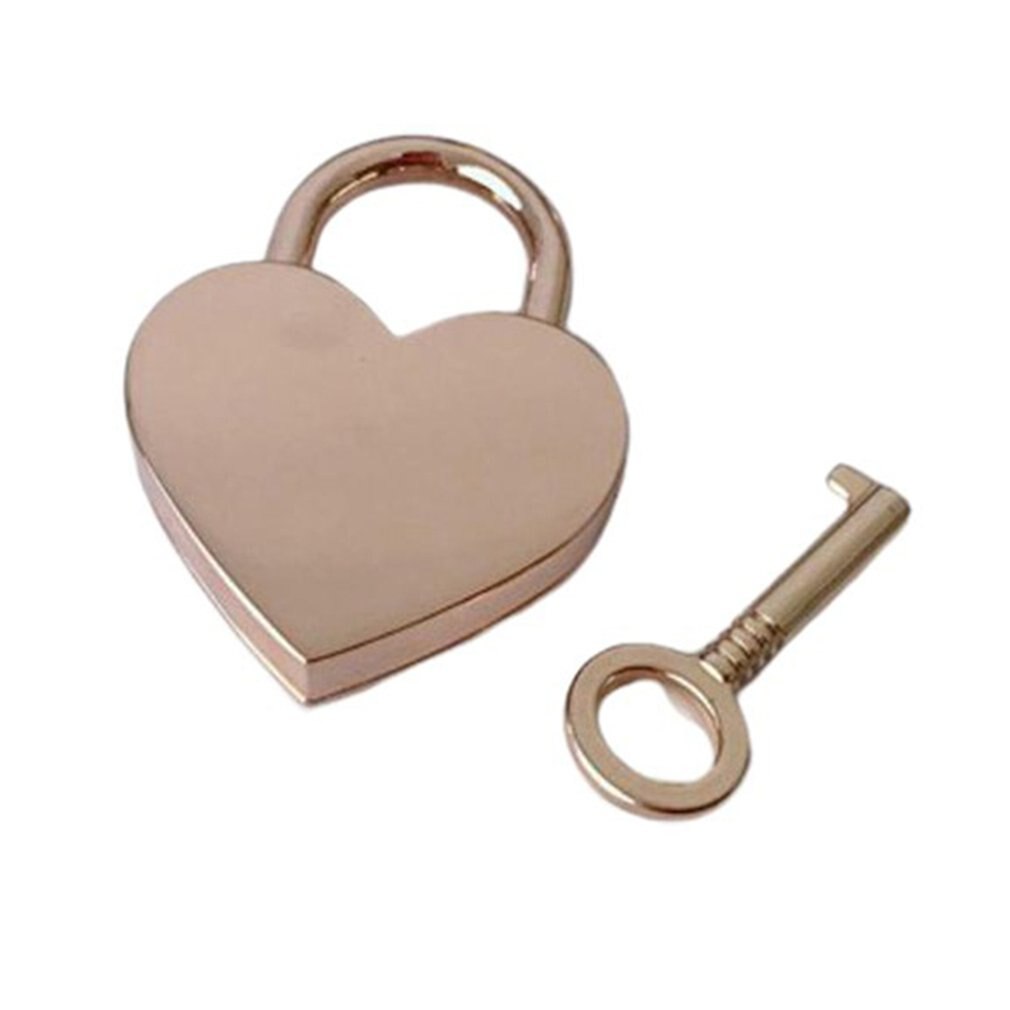 Cadenas en forme de coeur Vintage vieux Style Antique Mini cadenas avec serrure à clé pour voyage boîte à bijoux de mariage journal intime livre valise: rose gold